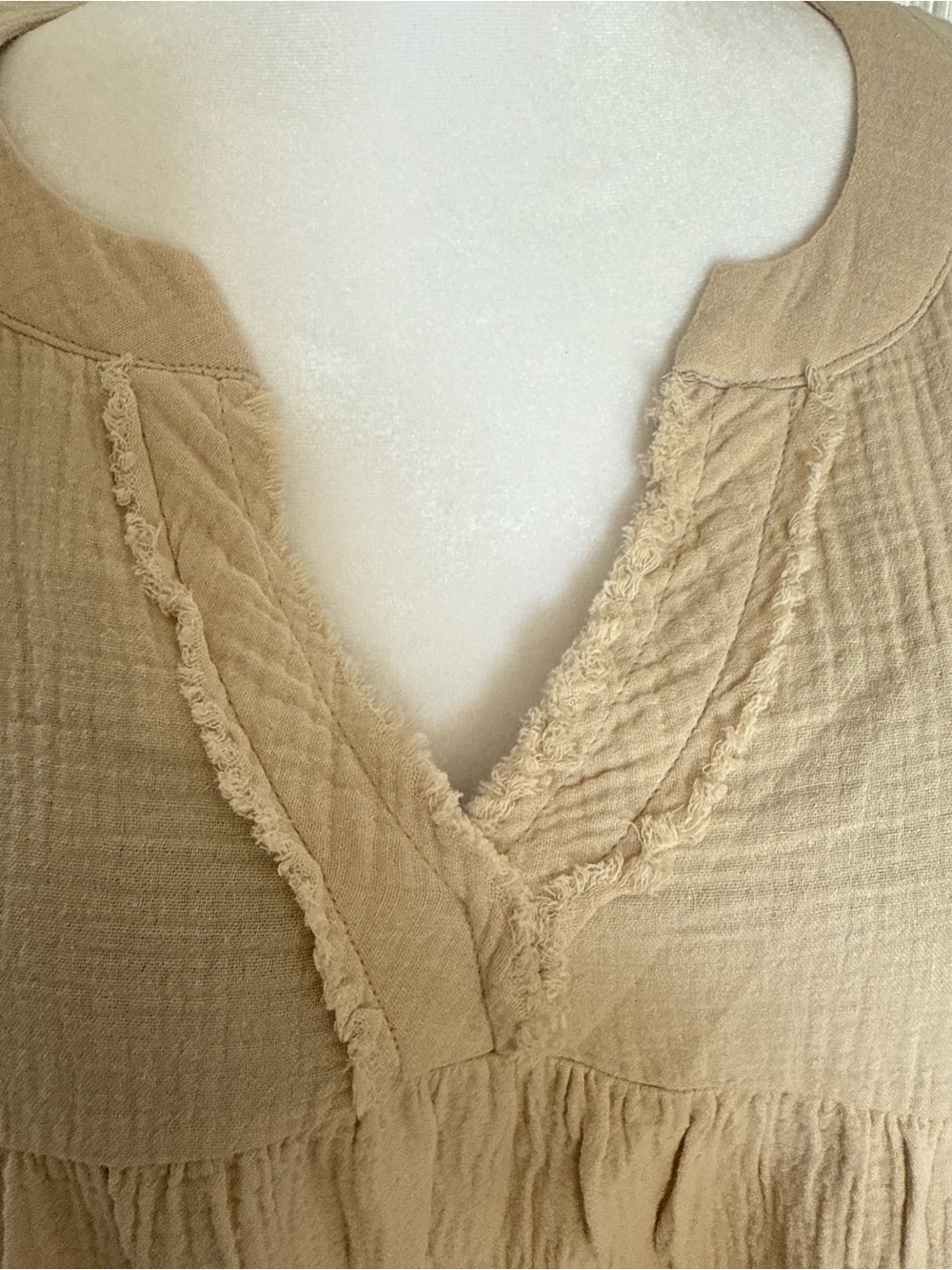 Zenana Outfitters Neutral Beige Gauze Dress - Picture 6 of 8